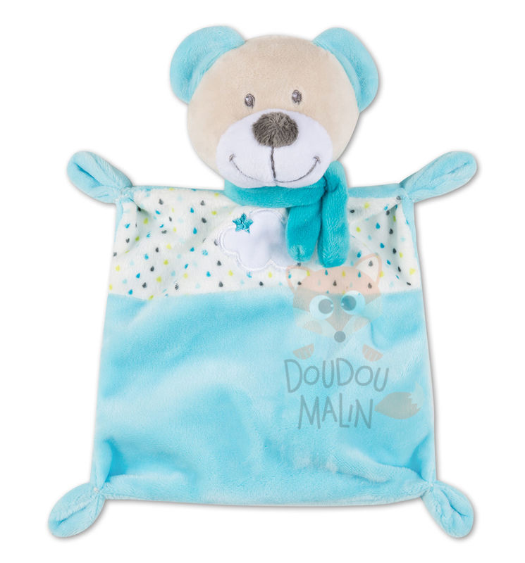  baby comforter bear blue white cloud 